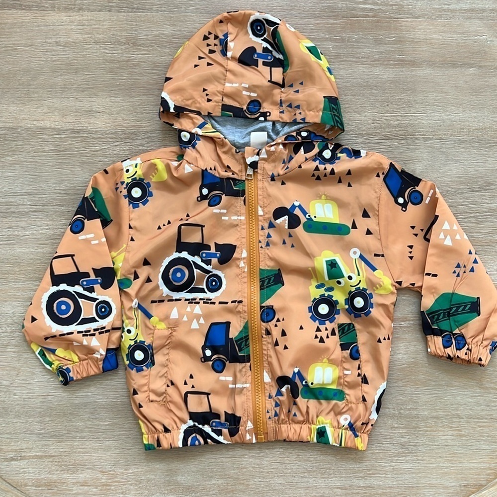 Toddler Boy Fall Jacket Hooded Lightweight Windbreaker Trucks 3-4 4-5 5-6